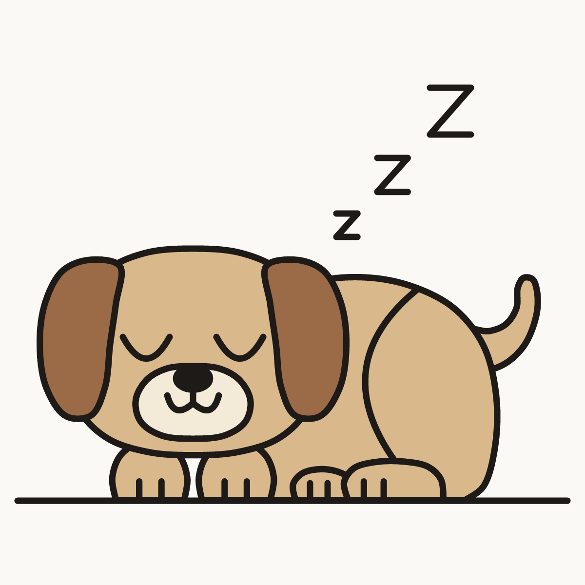 Finished drawing of a sleeping puppy