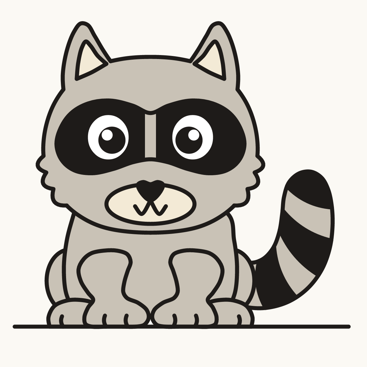 Finished drawing of a raccoon