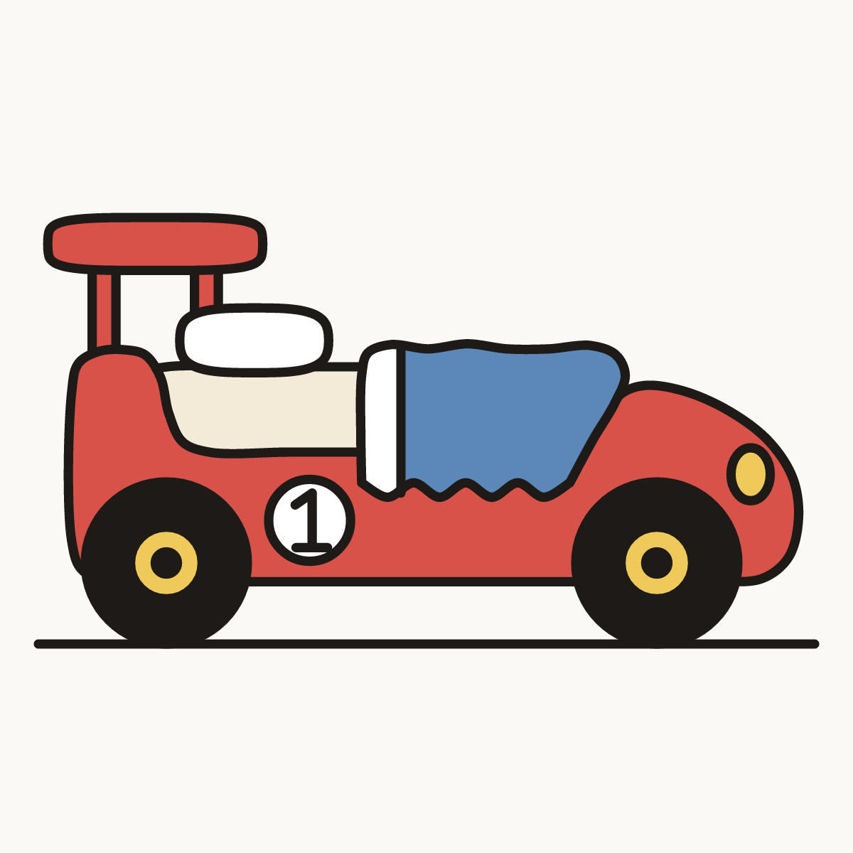 Finished drawing of a race car bed