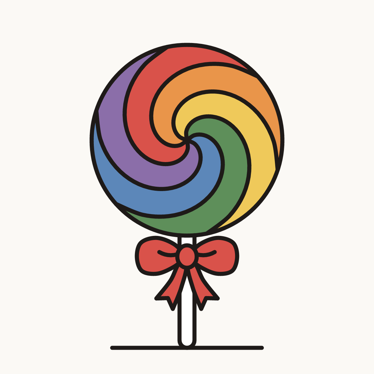 Finished drawing of a rainbow lollipop