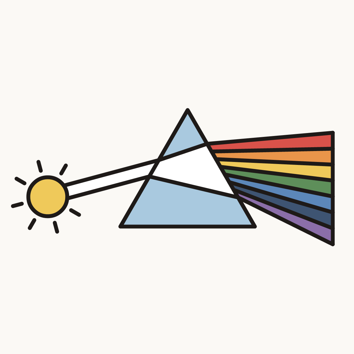 Finished drawing of a rainbow prism
