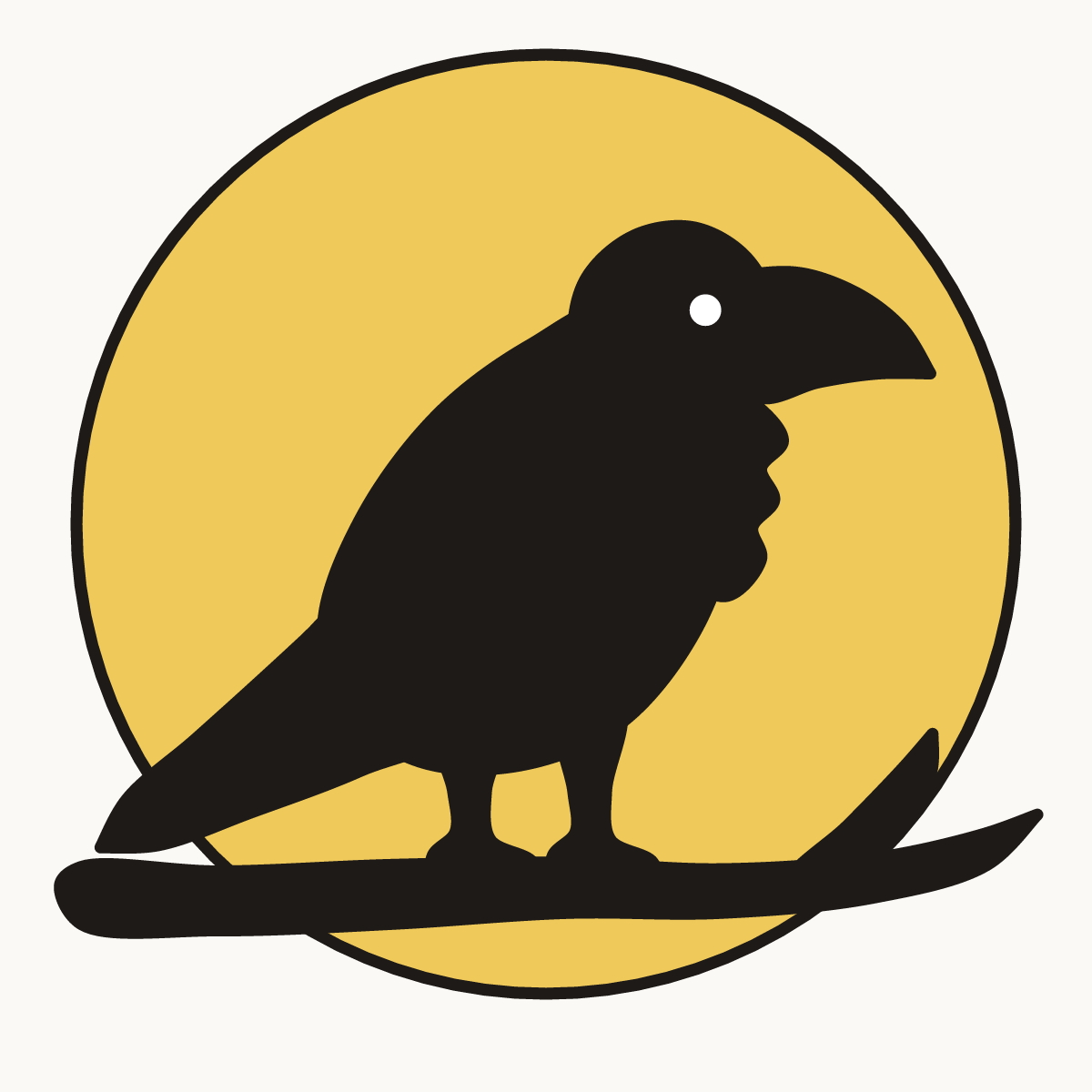 Finished drawing of a raven silhouette