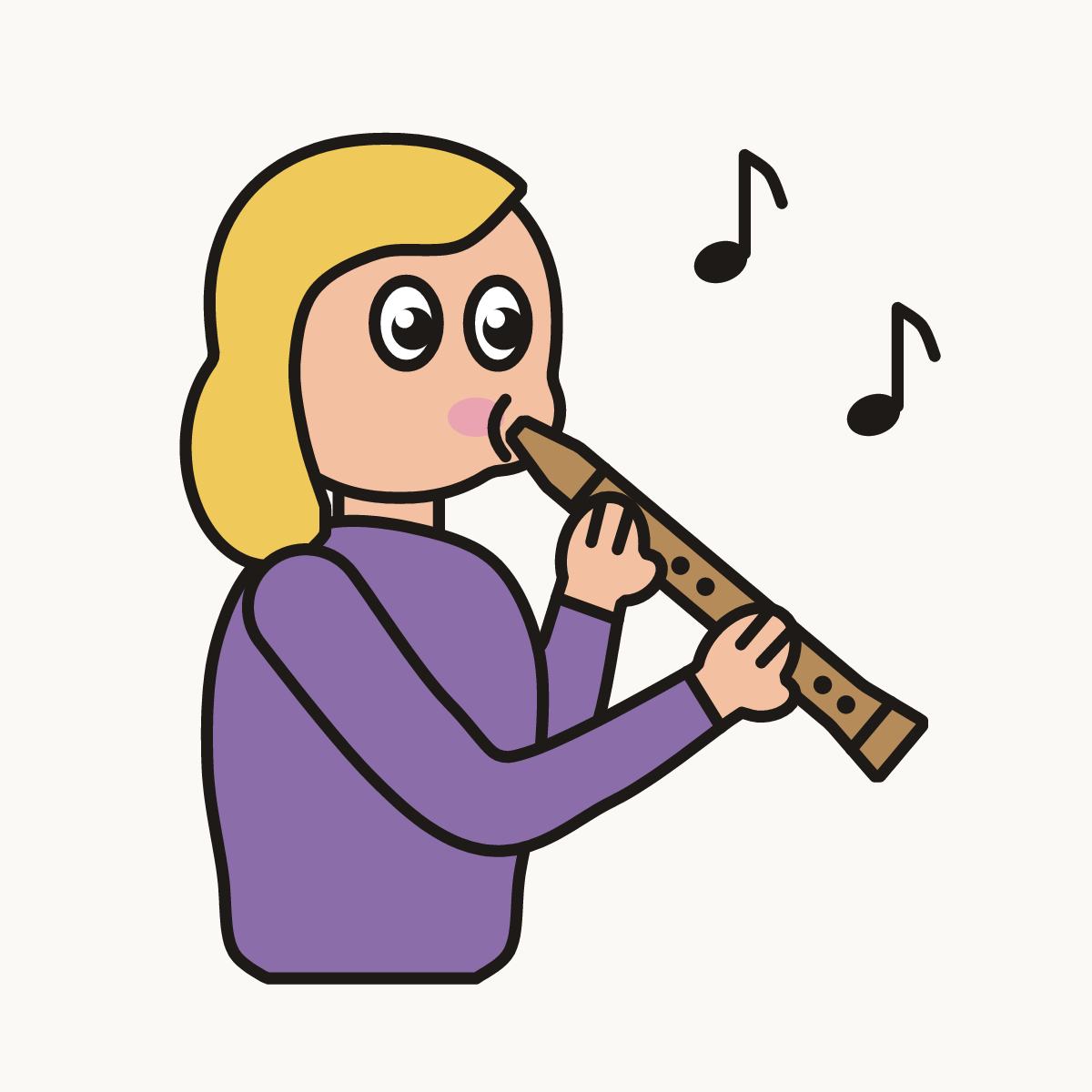 Finished drawing of a recorder player