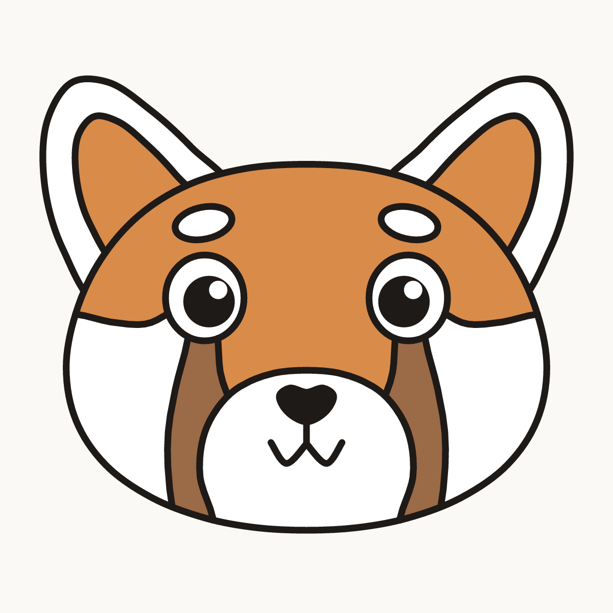 Finished drawing of a red panda face