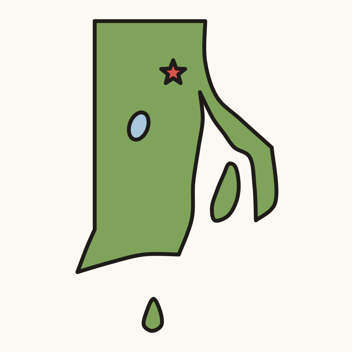 Finished drawing of a rhode island map