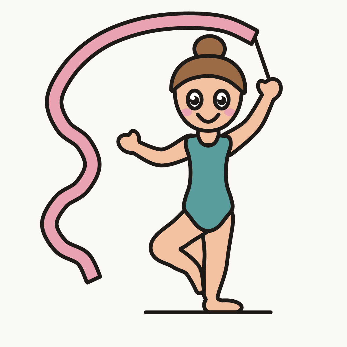 Finished drawing of a ribbon gymnast