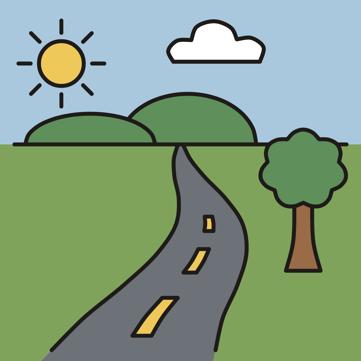 Finished drawing of a road