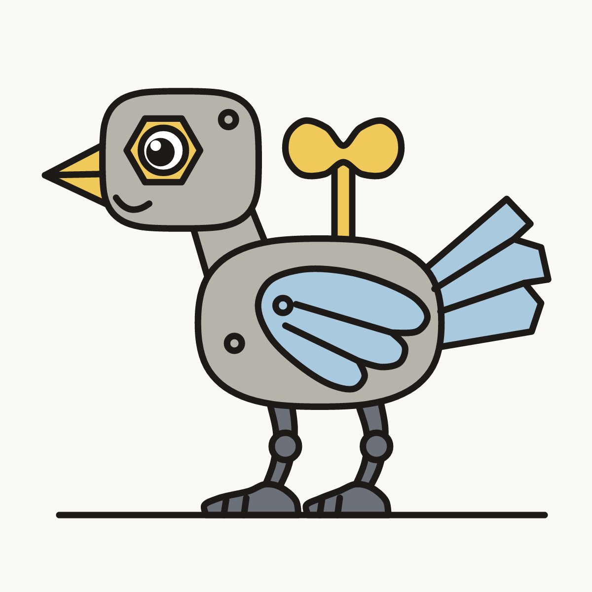 Finished drawing of a robot bird