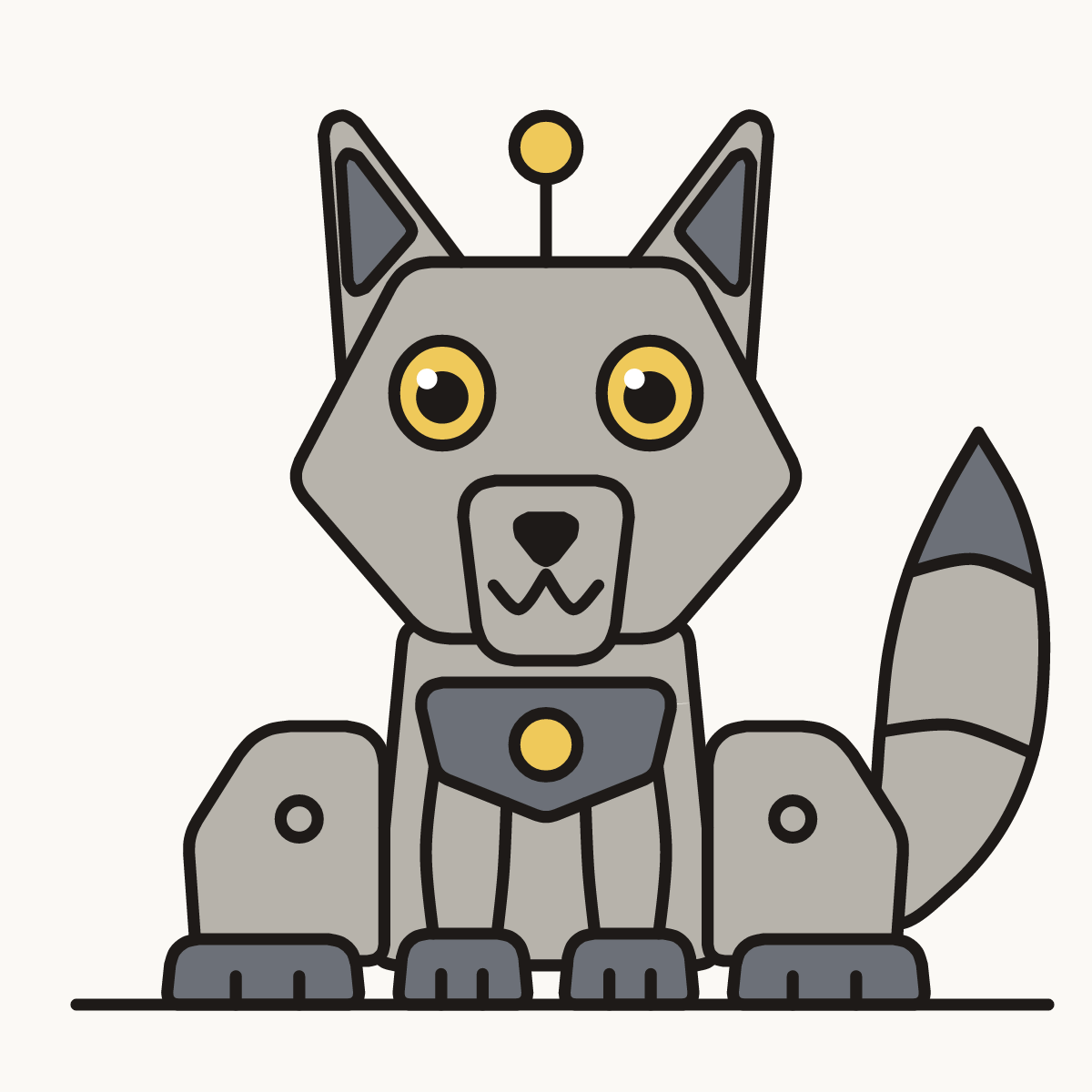 Finished drawing of a robot wolf