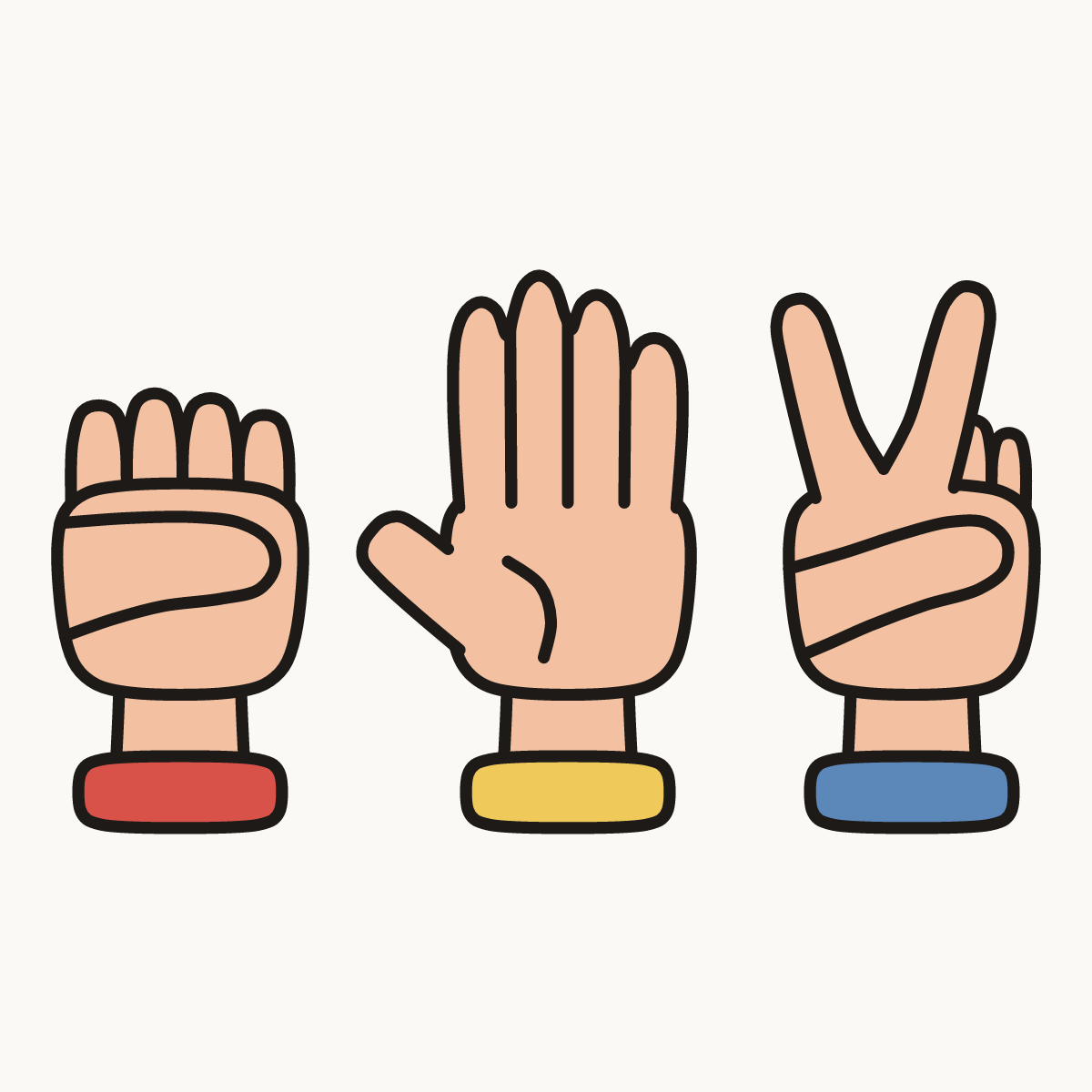 Finished drawing of rock paper scissors
