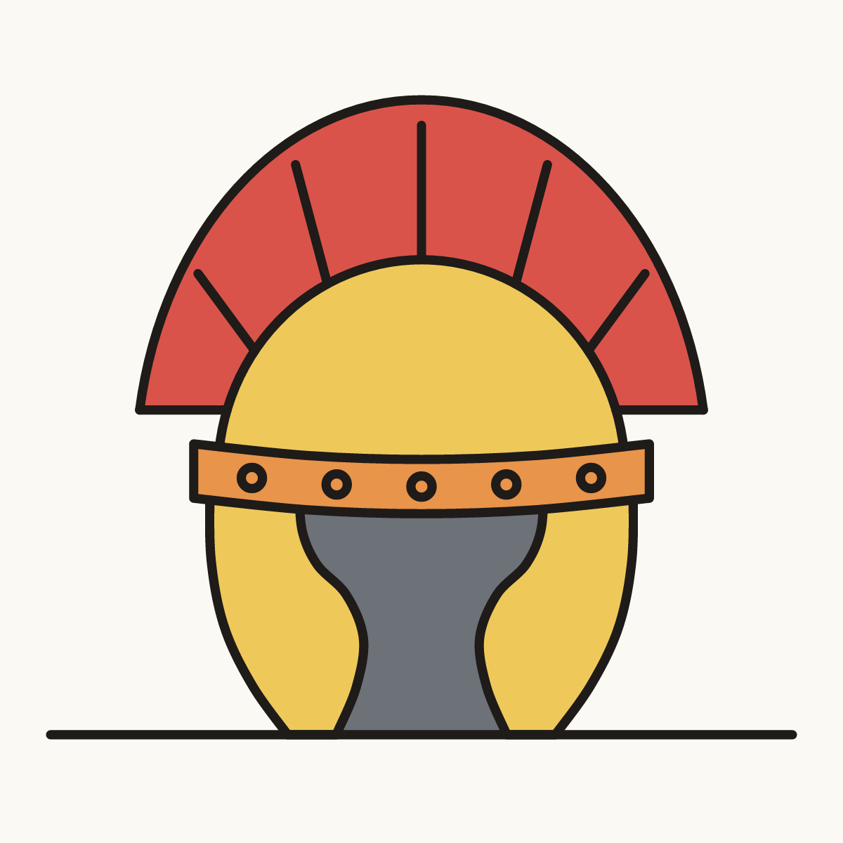 Finished drawing of a Roman helmet
