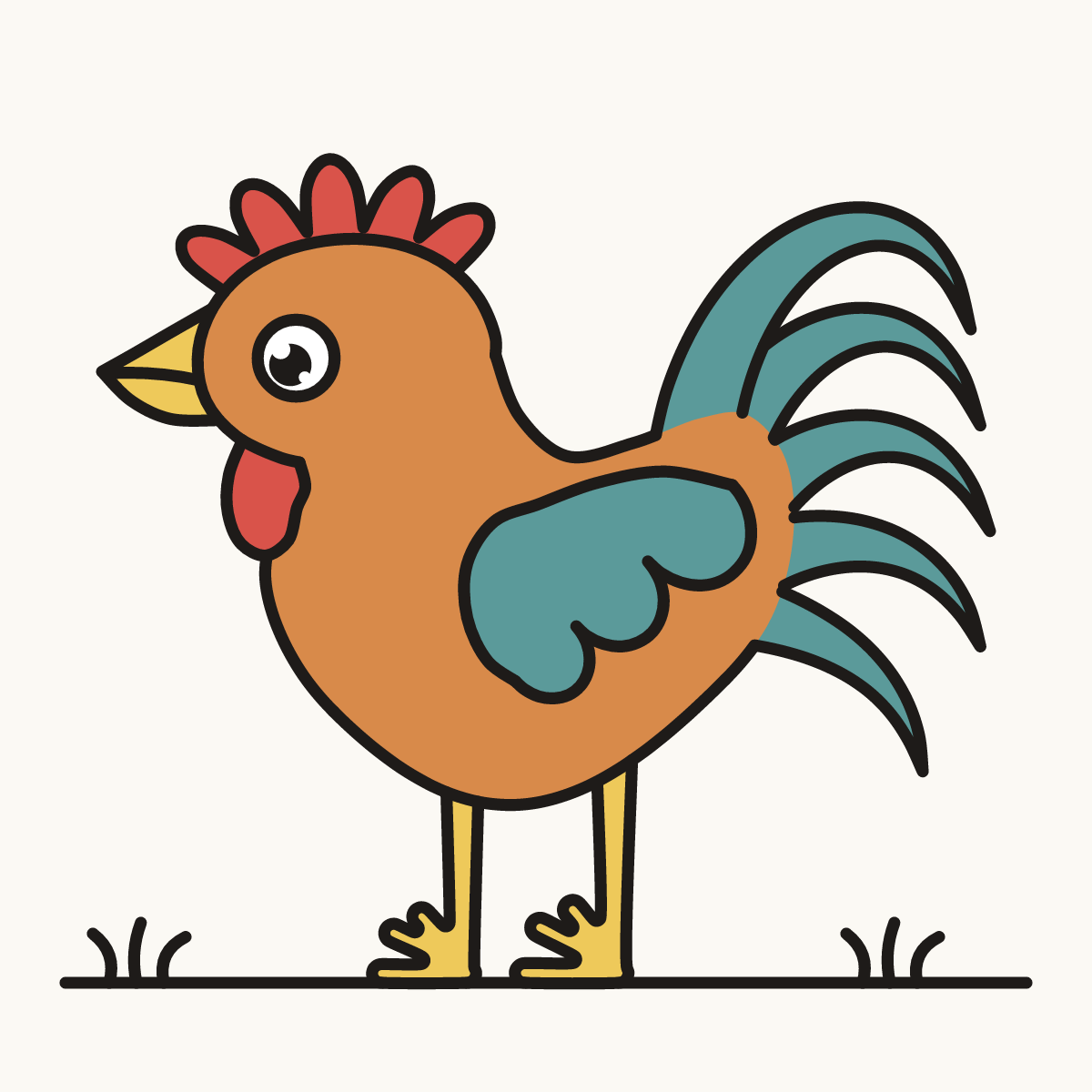 Finished drawing of a rooster