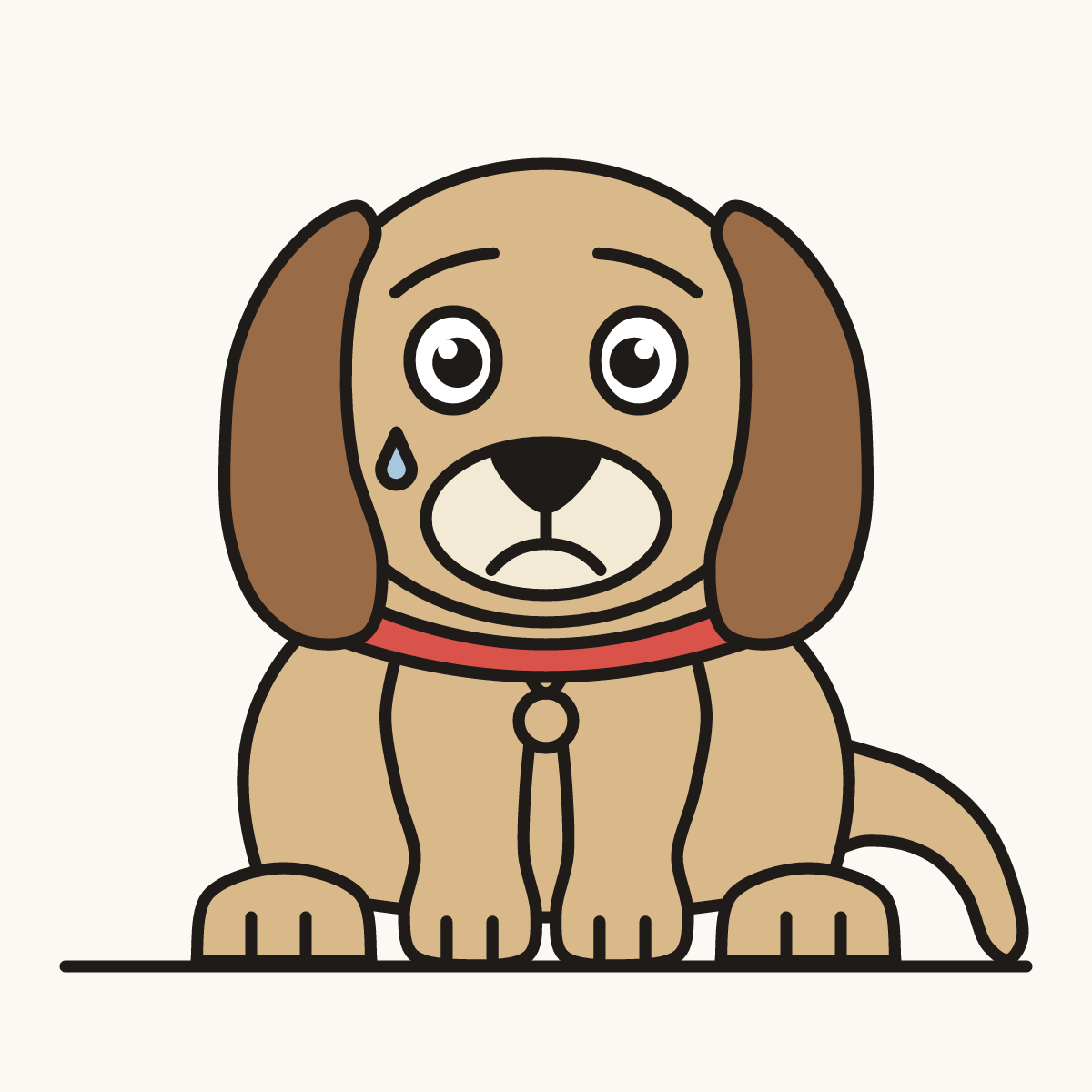 Finished drawing of a sad dog