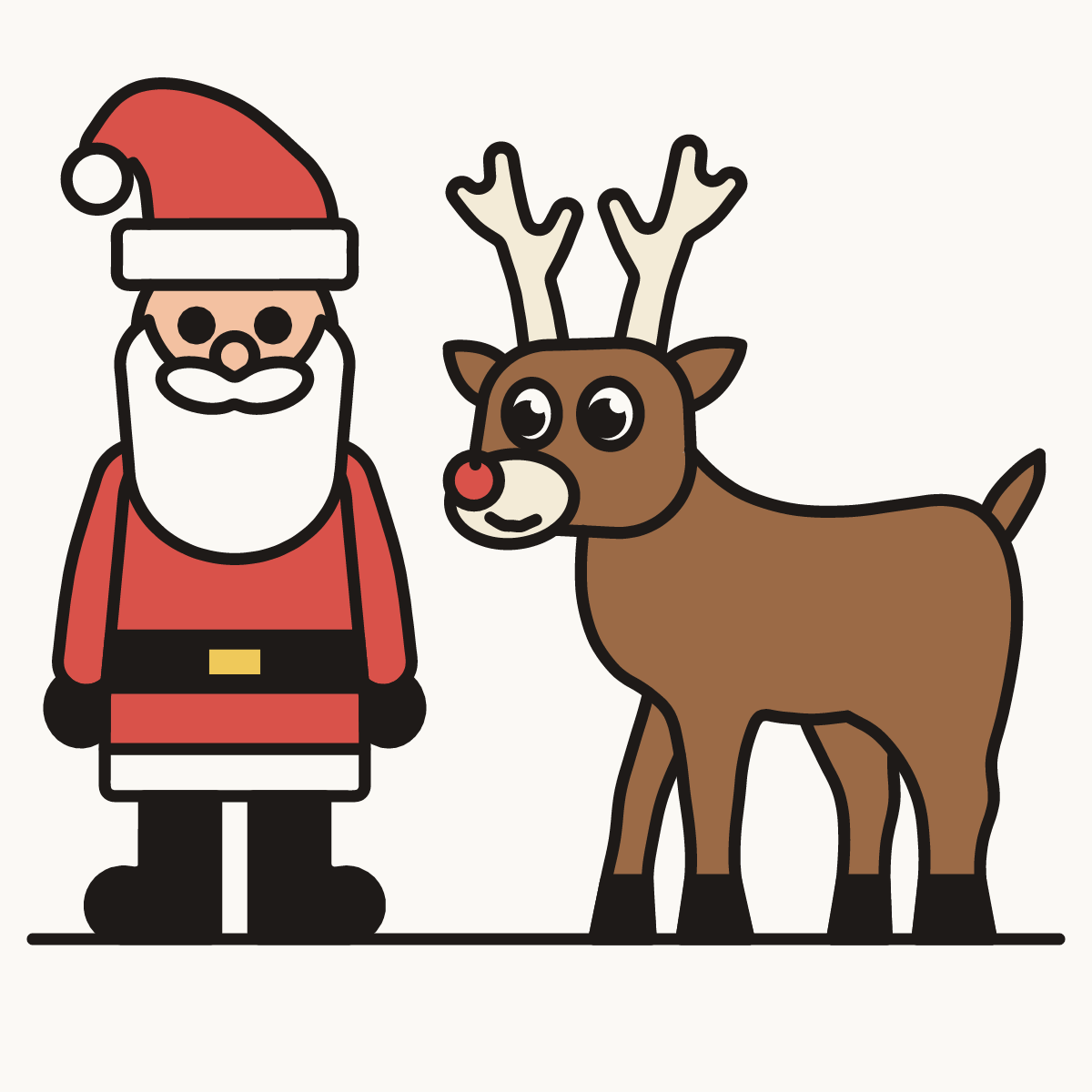 Finished drawing of a Santa and his reindeer