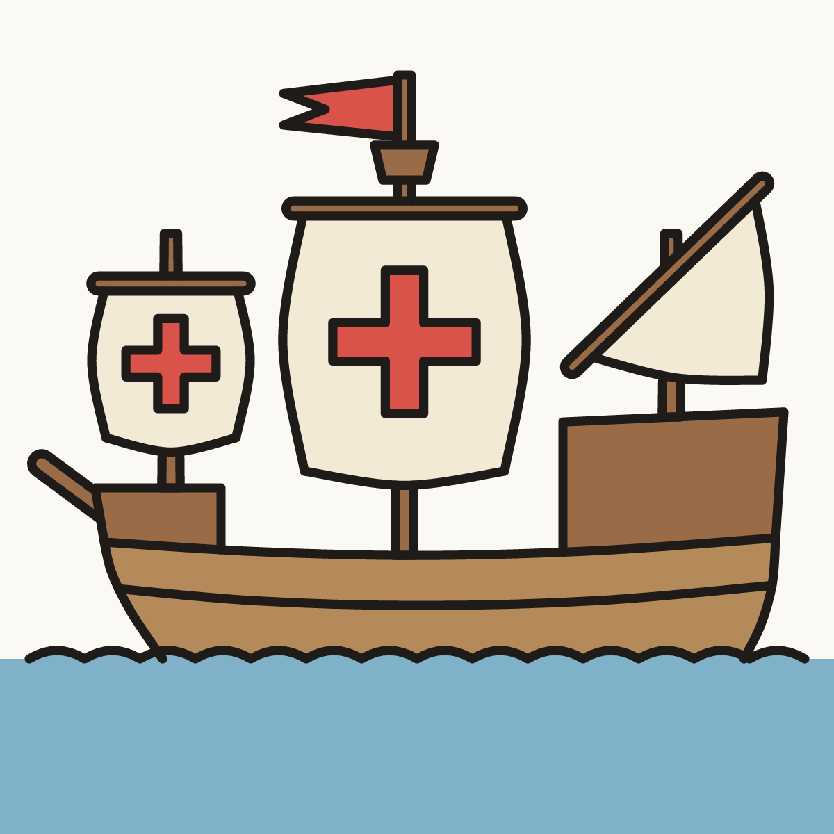 Finished drawing of a Santa maria ship