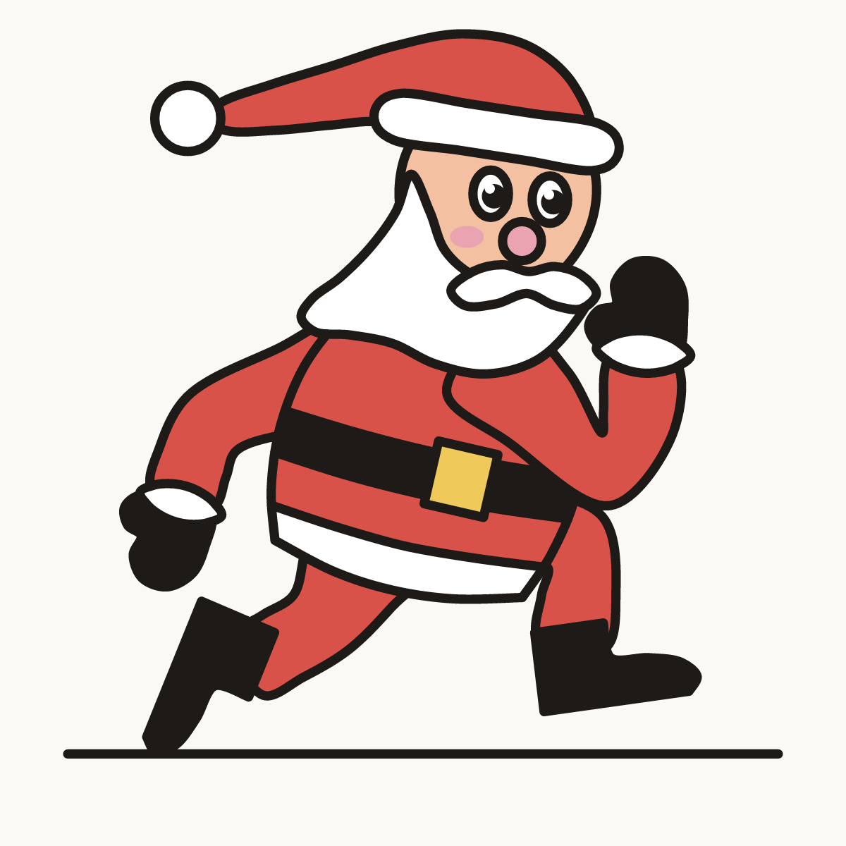 Finished drawing of a Santa running