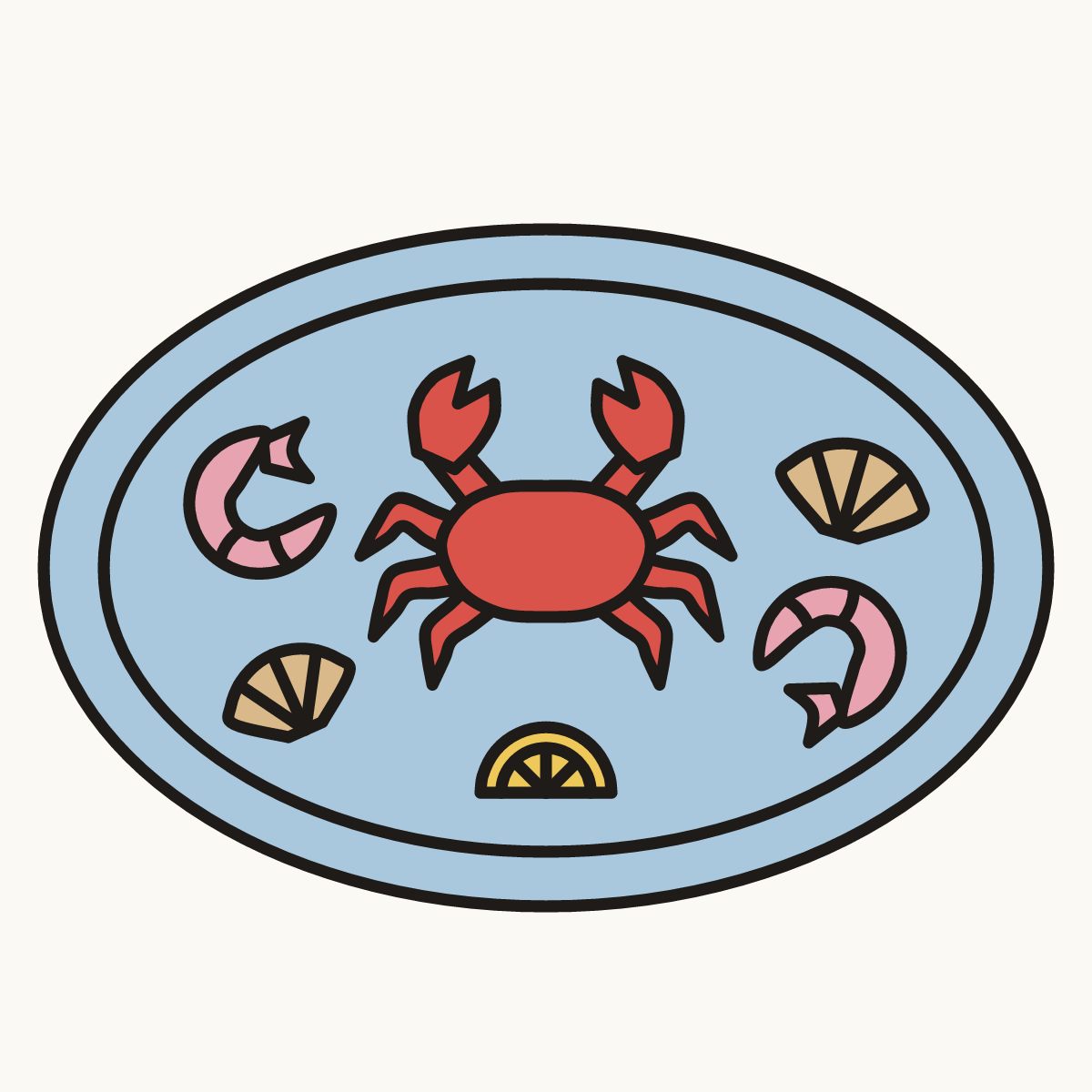 Finished drawing of a seafood platter