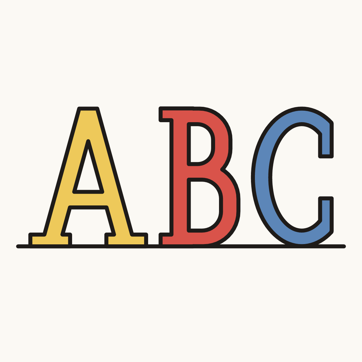 Finished drawing of serif letters