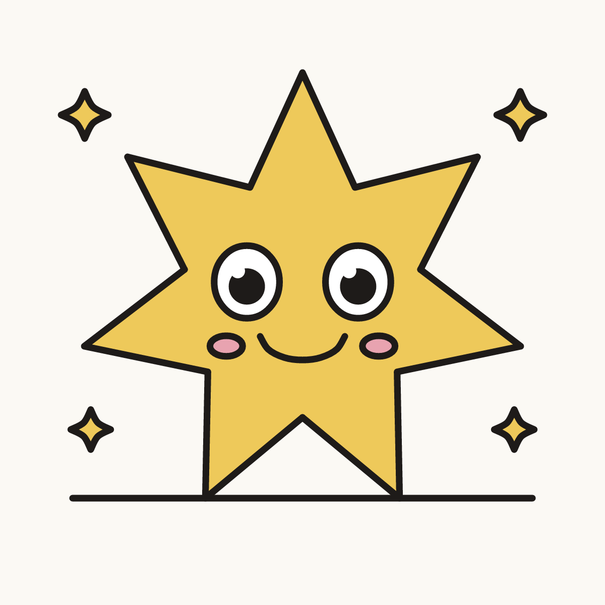 Finished drawing of a seven pointed star