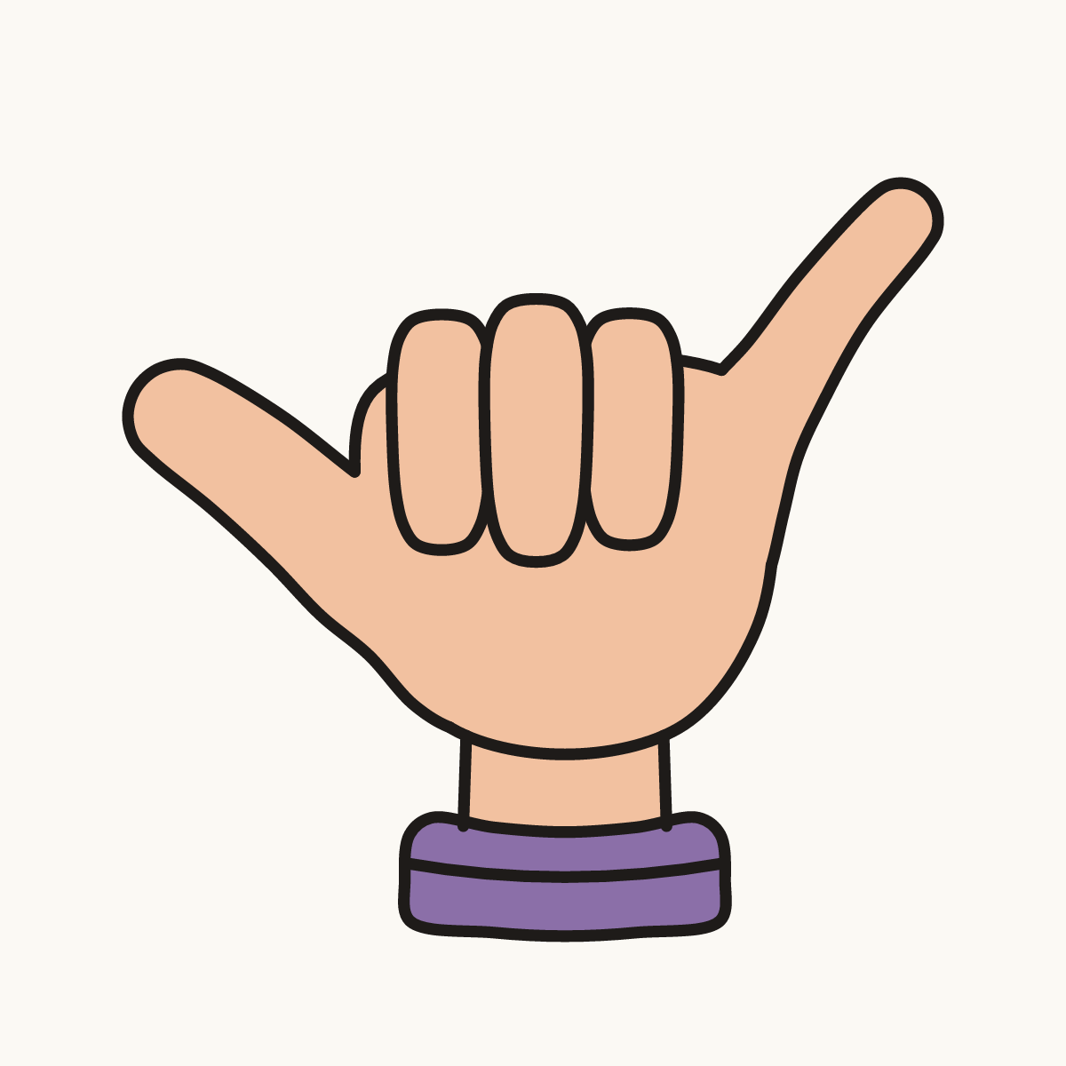 Finished drawing of a shaka sign