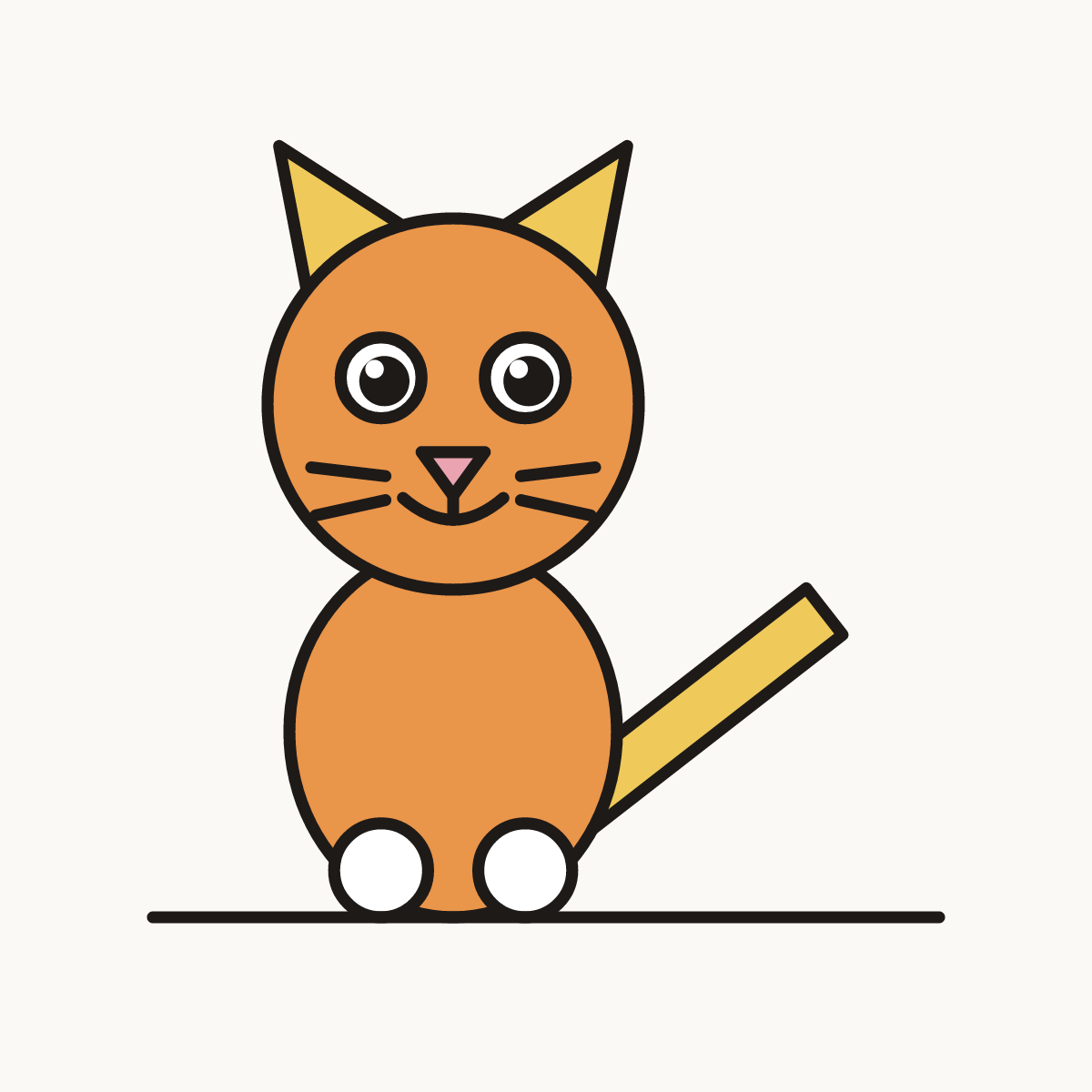 Finished drawing of a shape cat