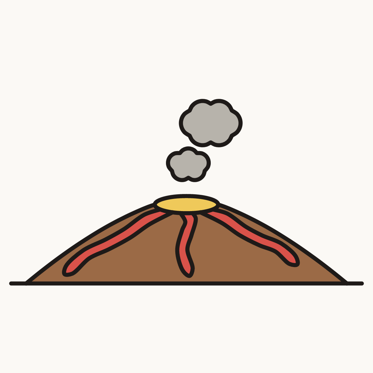 Finished drawing of a shield volcano