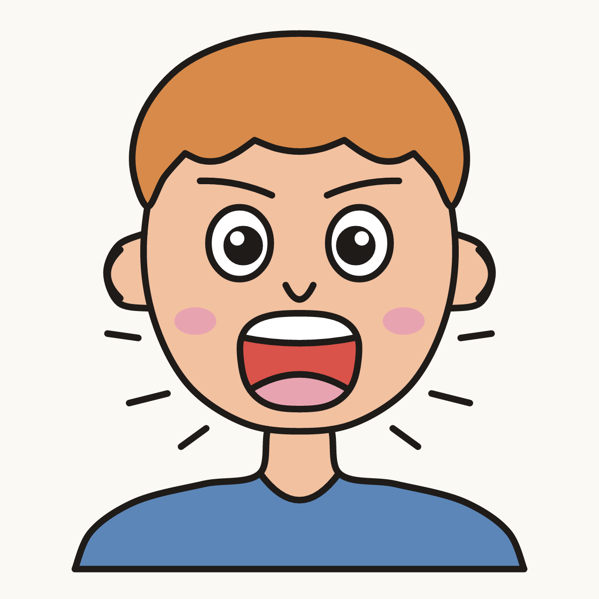 Finished drawing of a shouting face