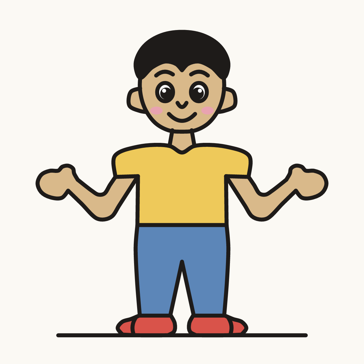 Finished drawing of a shrugging person