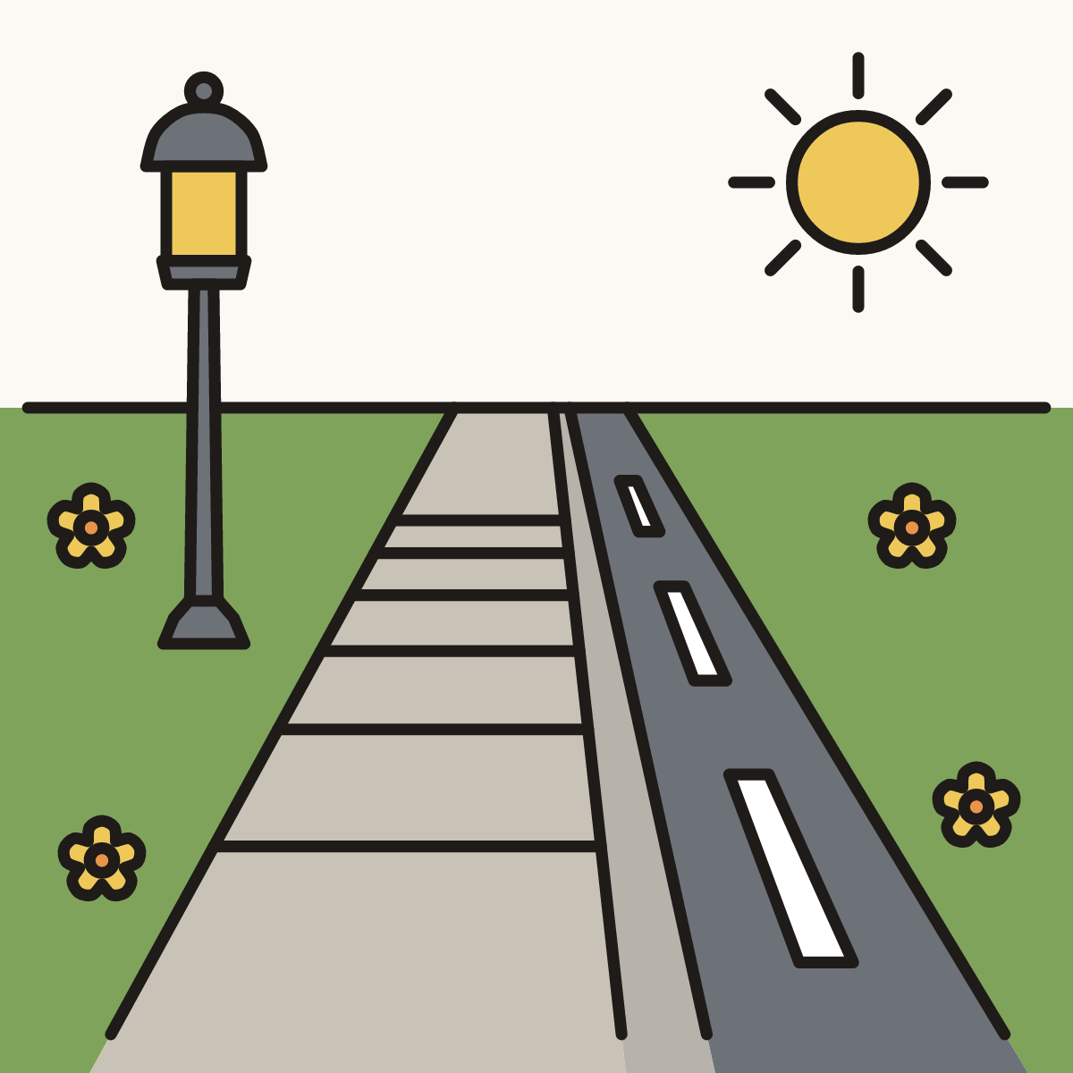 Finished drawing of a sidewalk