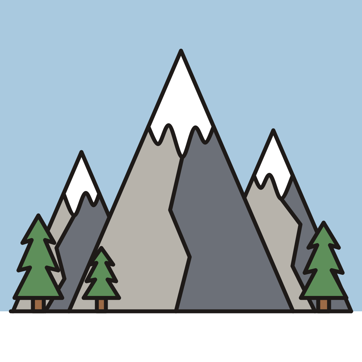 Finished drawing of snowy mountains