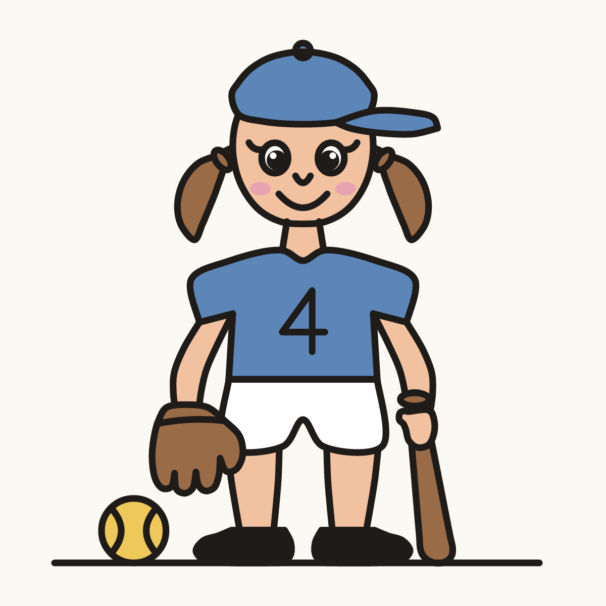 Finished drawing of a softball player
