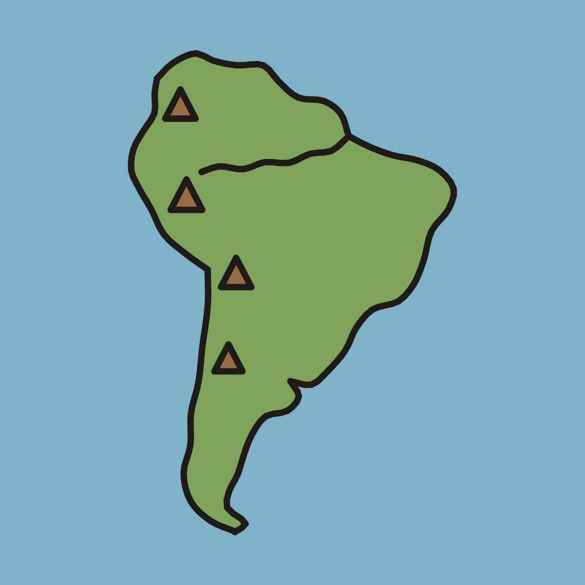 Finished drawing of a south america