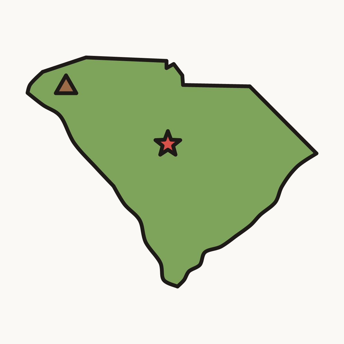 Finished drawing of a south carolina map