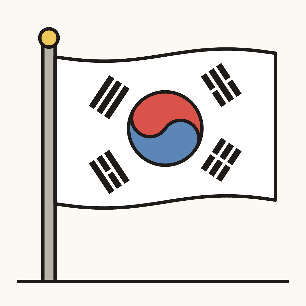 Finished drawing of a south korea flag