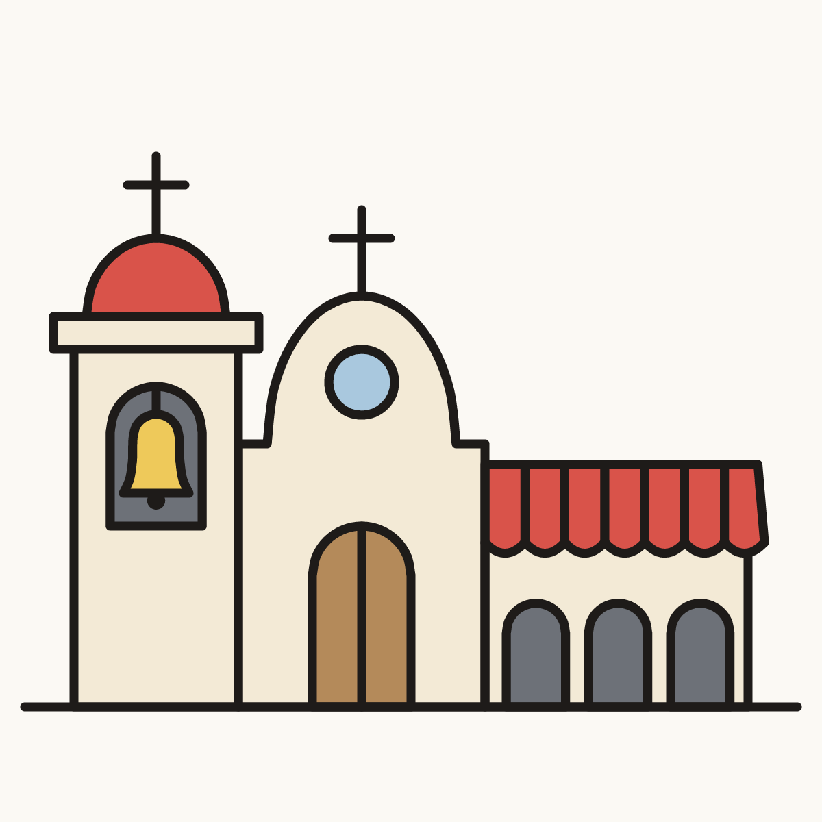 Finished drawing of a spanish mission