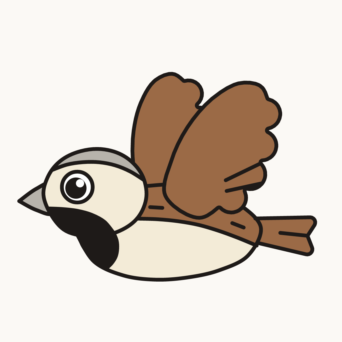Finished drawing of a flying sparrow