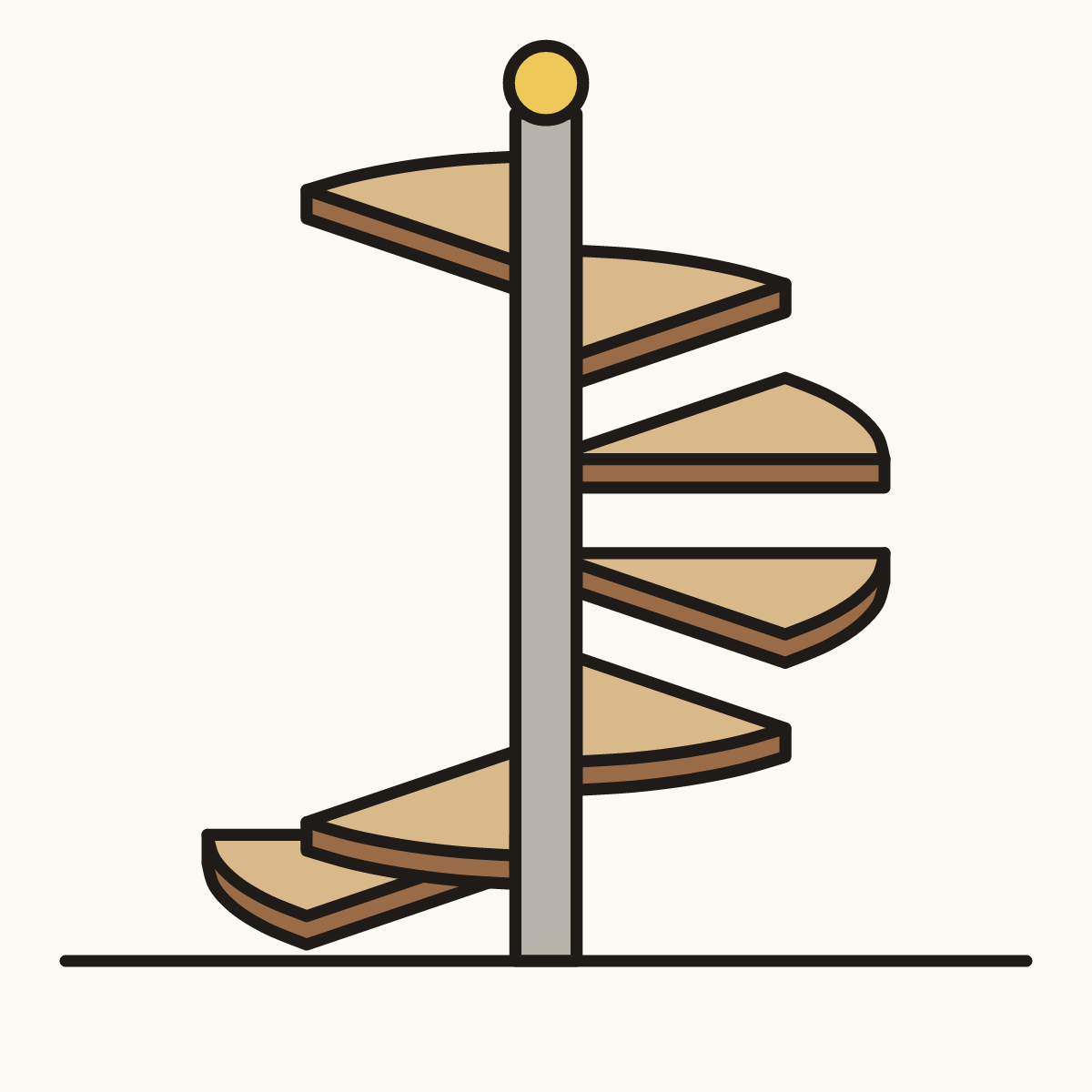 Finished drawing of a spiral staircase