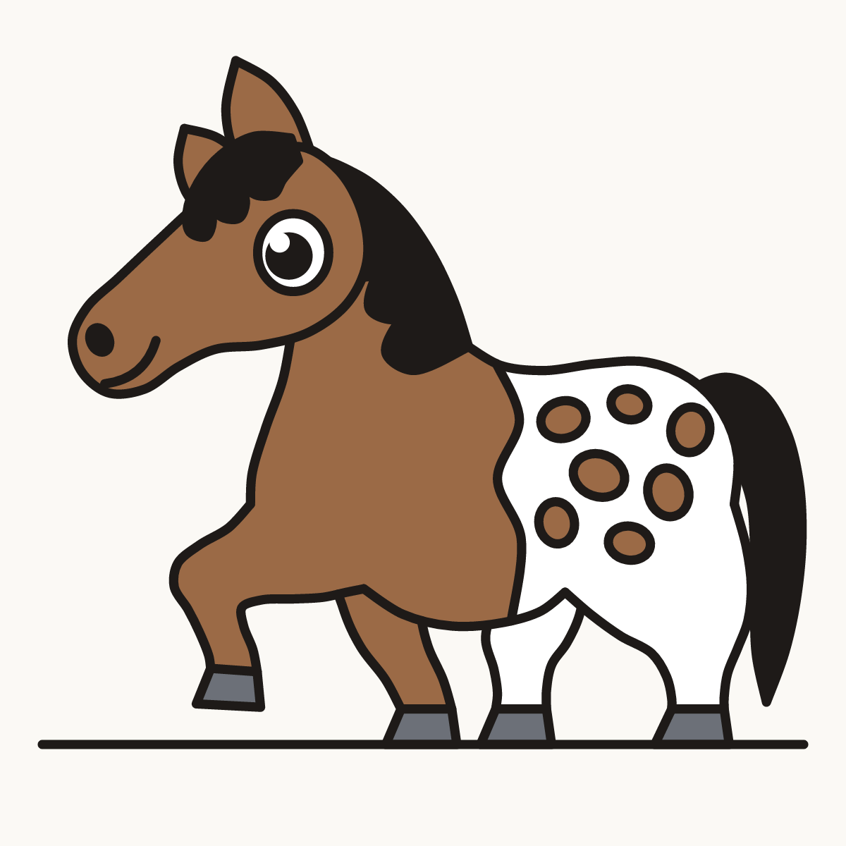 Finished drawing of a spotted horse
