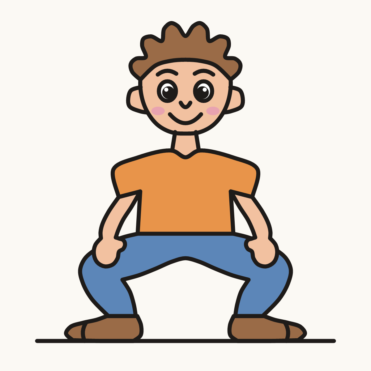 Finished drawing of a squatting person