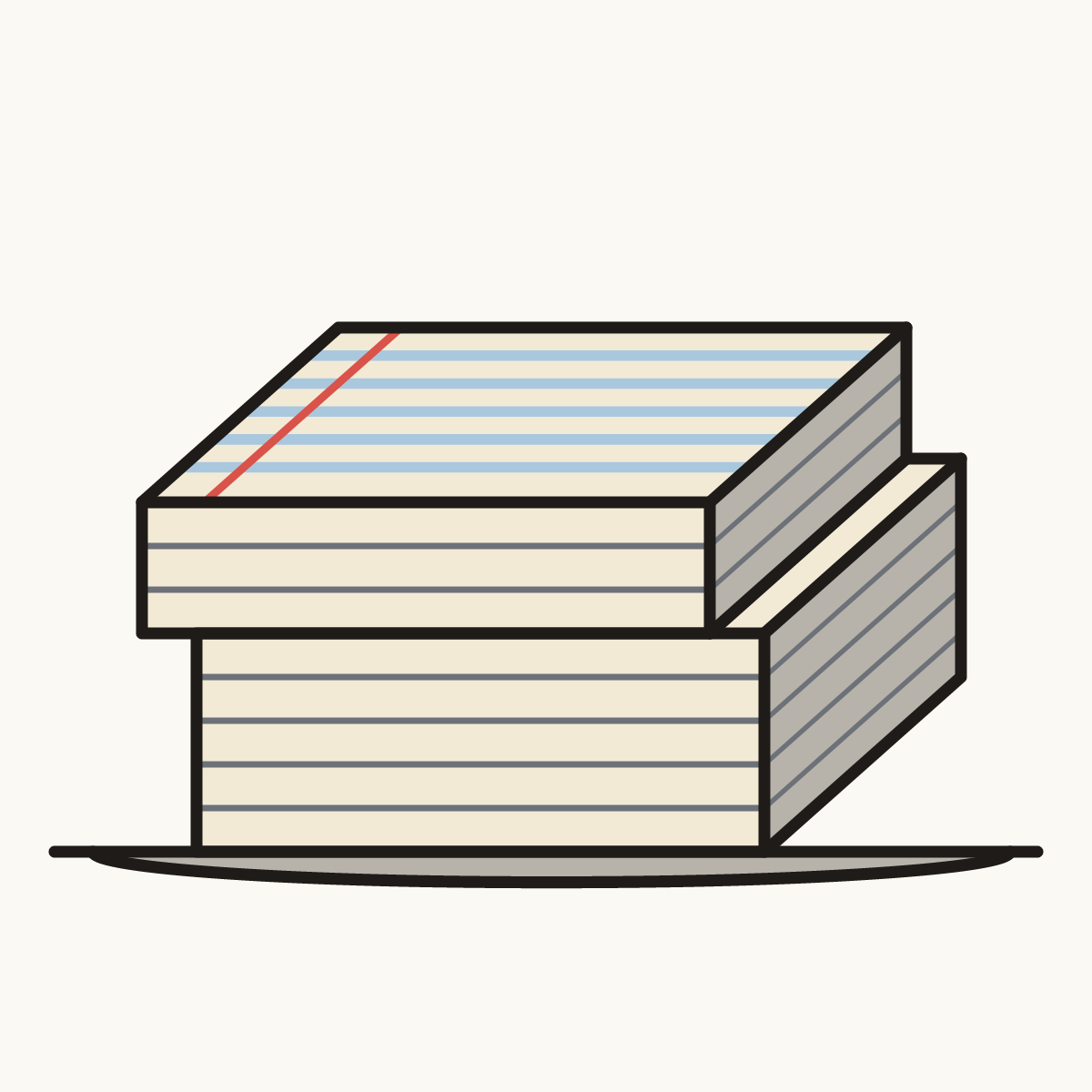 Finished drawing of a stack of paper