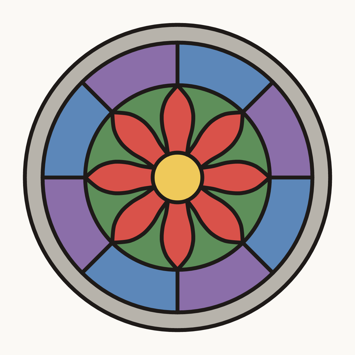 Finished drawing of a stained glass pattern