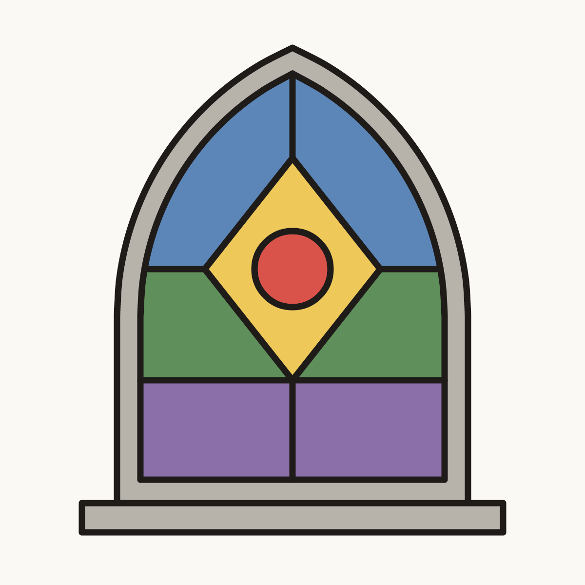 Finished drawing of a stained glass window