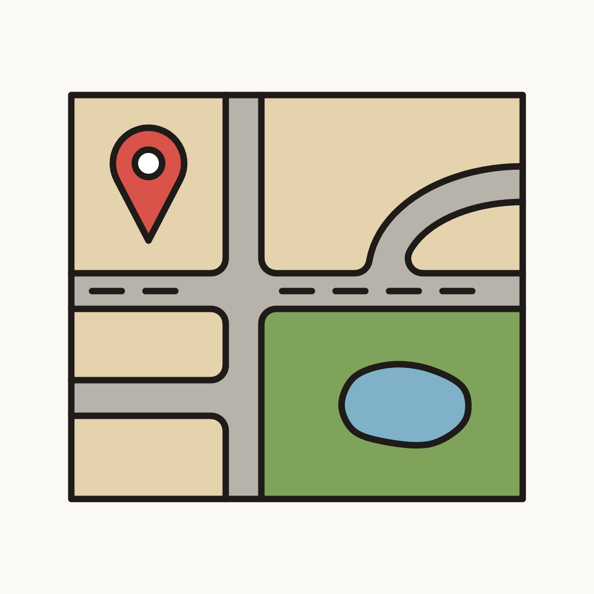 Finished drawing of a street map