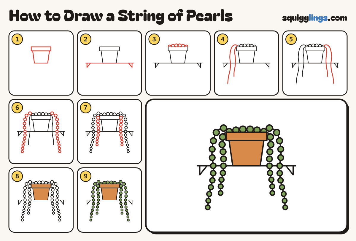 How to Draw a String of Pearls step by step: all 9 steps in one picture