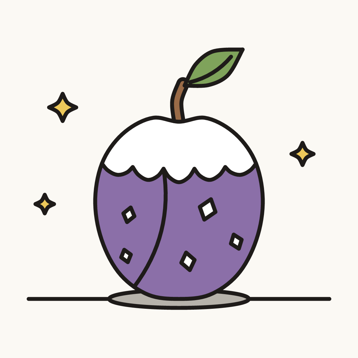 Finished drawing of a sugar plum
