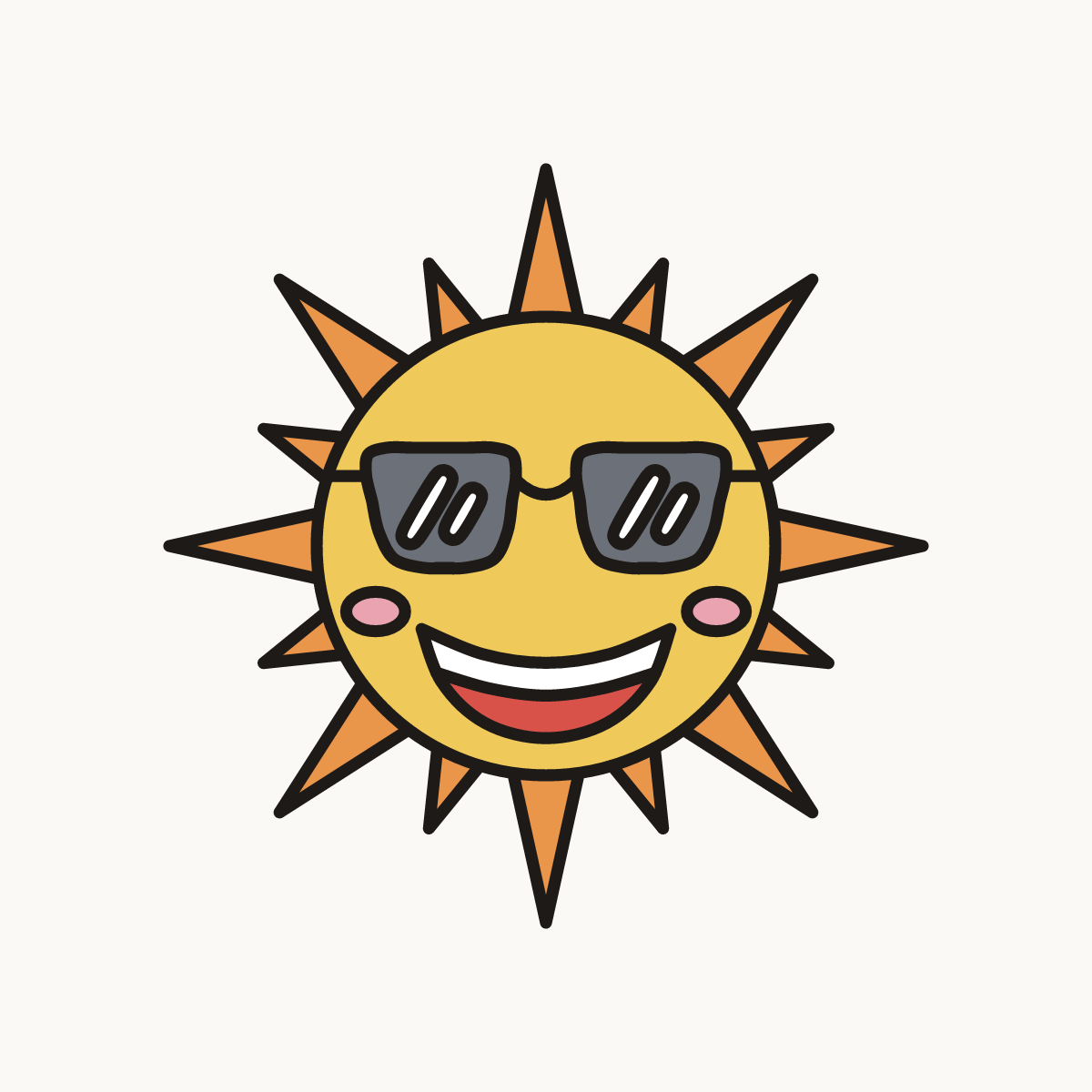 Finished drawing of a sun in sunglasses