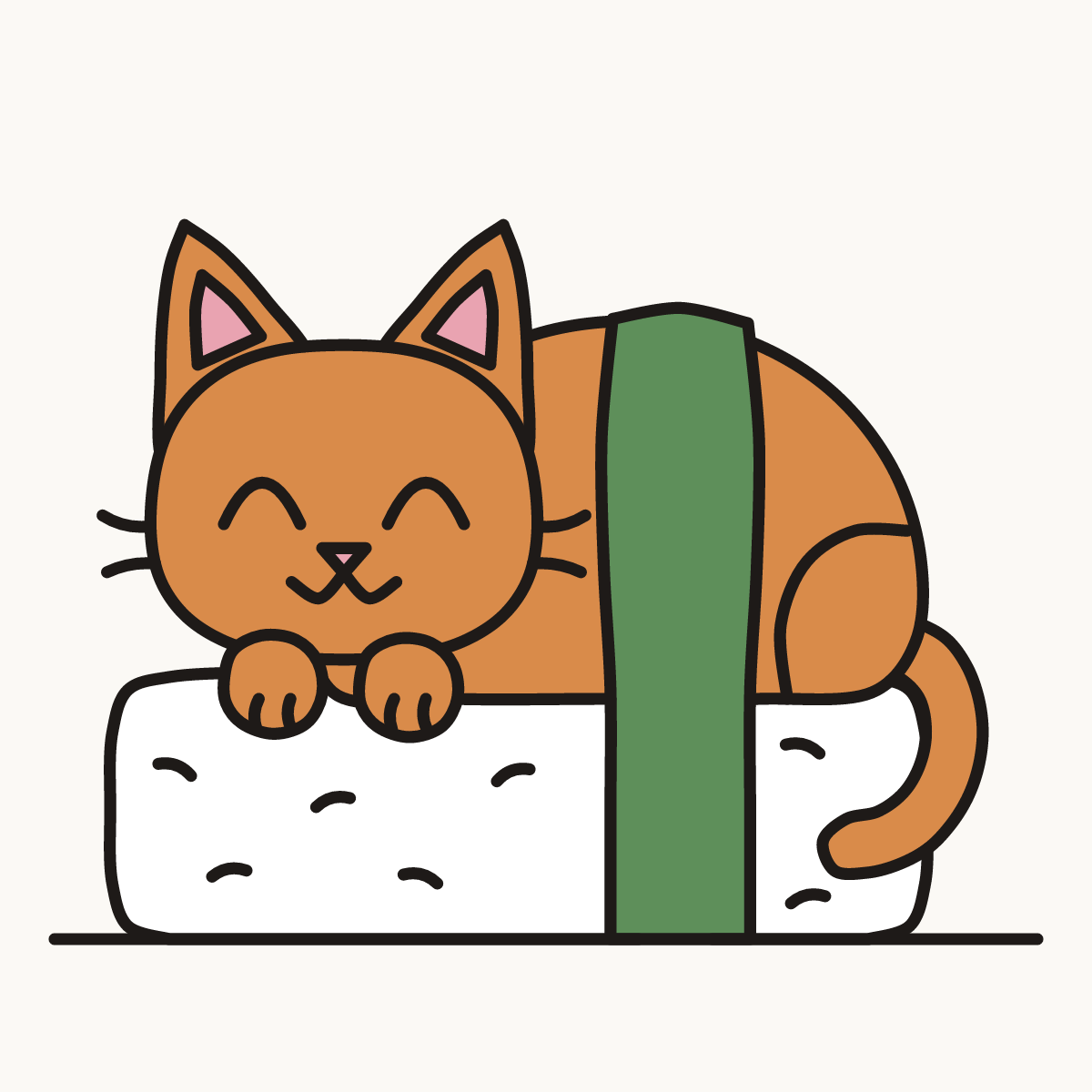Finished drawing of a sushi cat