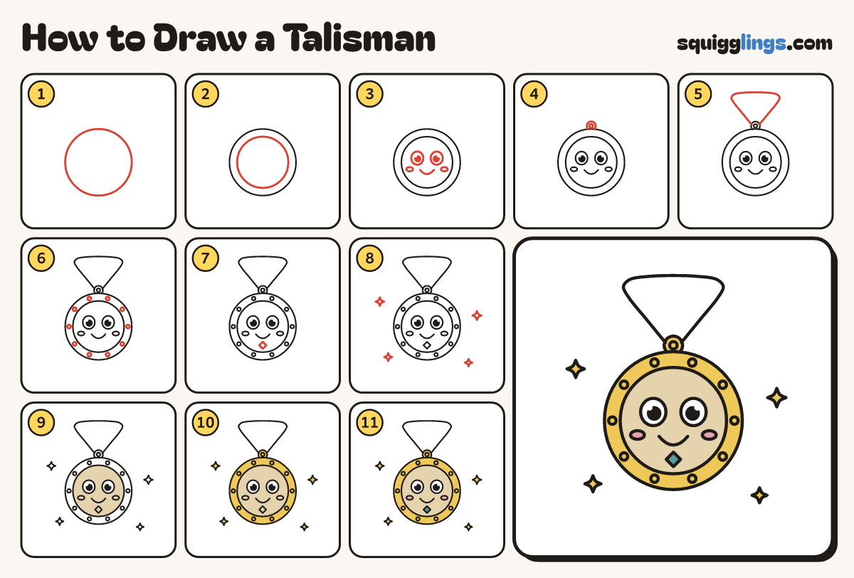 How to Draw a Talisman step by step: all 11 steps in one picture
