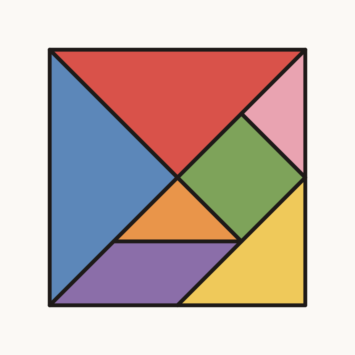 Finished drawing of a tangram