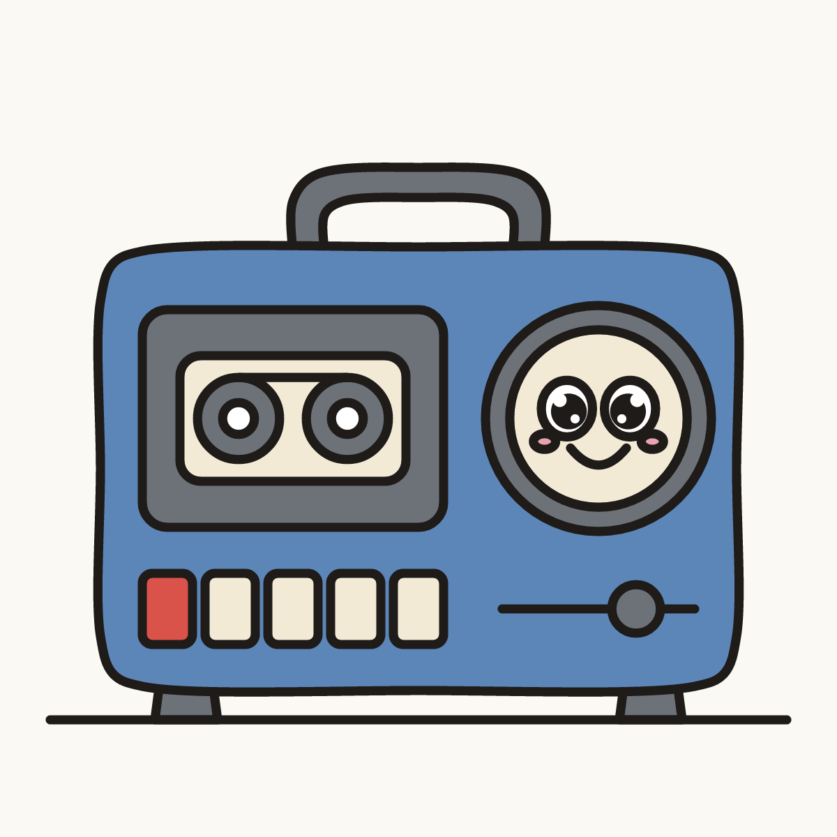 Finished drawing of a tape recorder